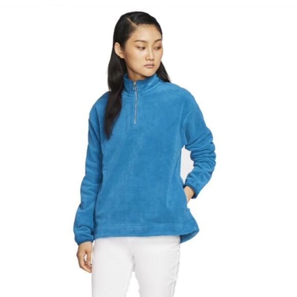 Nike Quarter Zip Fleece Jacket Turquoise Blue M - Picture 2 of 11